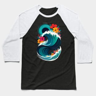 wave and flower Baseball T-Shirt